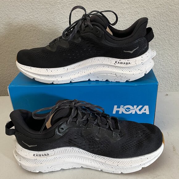 NEW IN BOX Hoka Mens Kawana 2 Running Shoes Sneakers 7 D Black Trainers - Picture 3 of 11